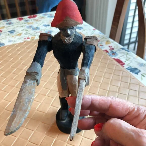 Vintage Folk Art Wood Hand Carved Painted Whirlygig Toy Soldier - Picture 3 of 6